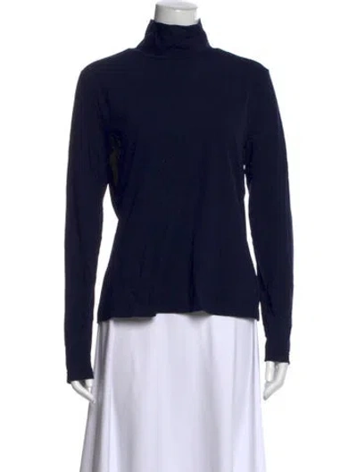 Pre-owned St John Turtleneck Long Sleeve Top In Blue