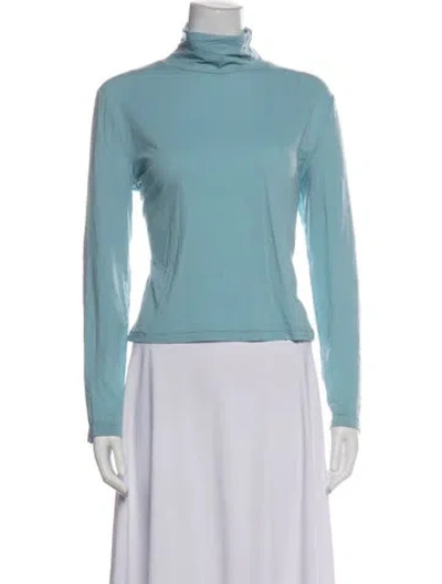 Pre-owned St John Turtleneck Long Sleeve Top In Blue