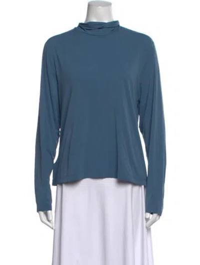 Pre-owned St John Turtleneck Long Sleeve Top In Blue