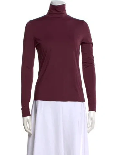 Pre-owned St John Turtleneck Long Sleeve Top In Burgundy