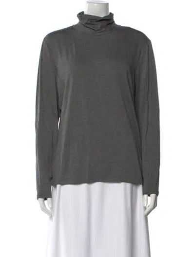 Pre-owned St John Turtleneck Long Sleeve Top In Gray