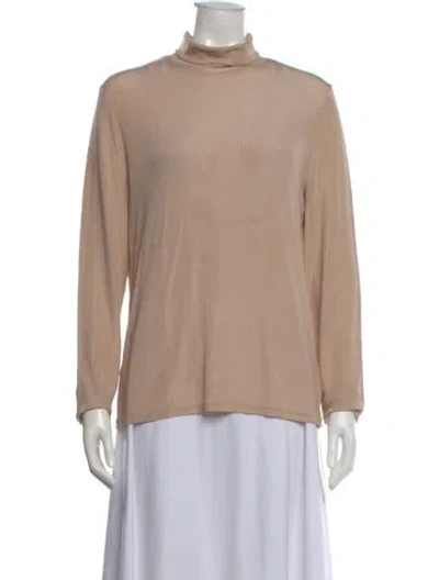 Pre-owned St John Turtleneck Long Sleeve Top In Neutral