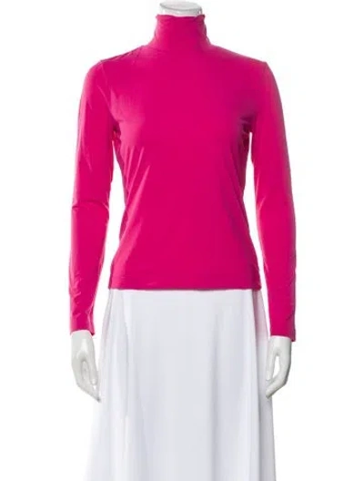 Pre-owned St John Turtleneck Long Sleeve Top In Pink