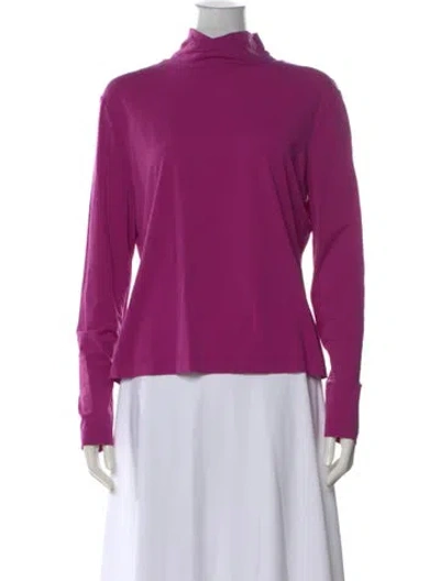 Pre-owned St John Turtleneck Long Sleeve Top In Purple