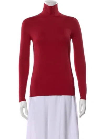 Pre-owned St John Turtleneck Long Sleeve Top In Red