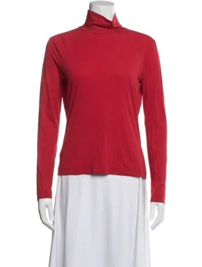 Pre-owned St John Turtleneck Long Sleeve Top In Red