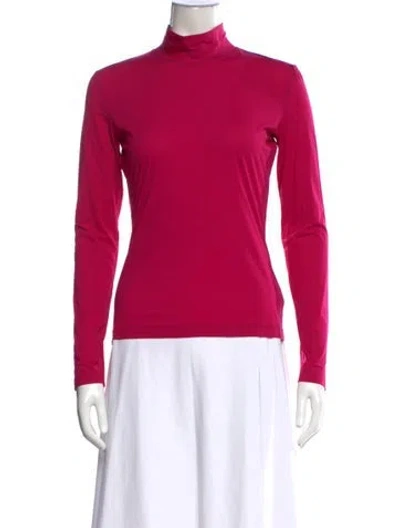 Pre-owned St John Turtleneck Long Sleeve Top In Red