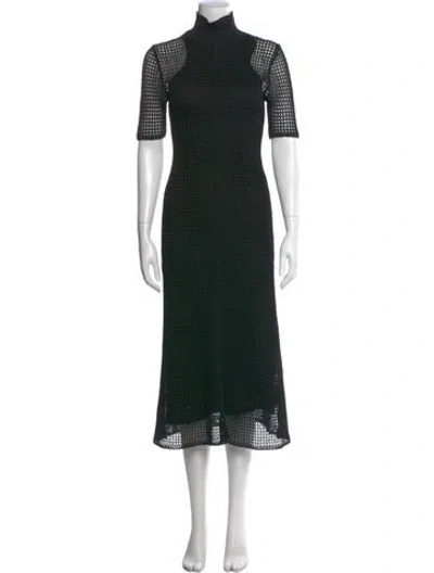 Pre-owned St John Turtleneck Midi Length Dress In Black