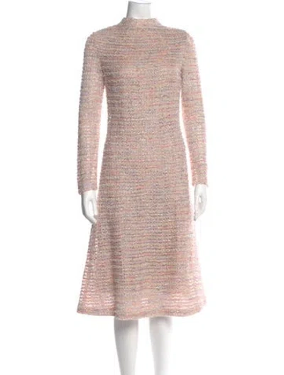 Pre-owned St John Turtleneck Midi Length Dress In Pink