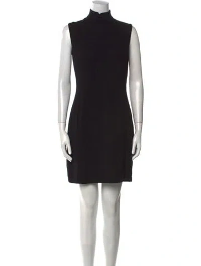 Pre-owned St John Turtleneck Mini Dress In Black