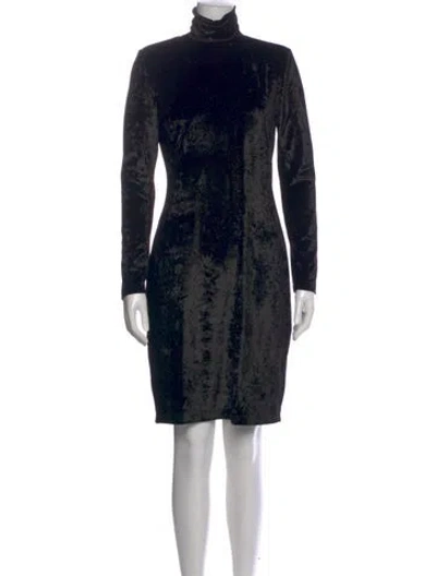 Pre-owned St John Turtleneck Mini Dress In Black