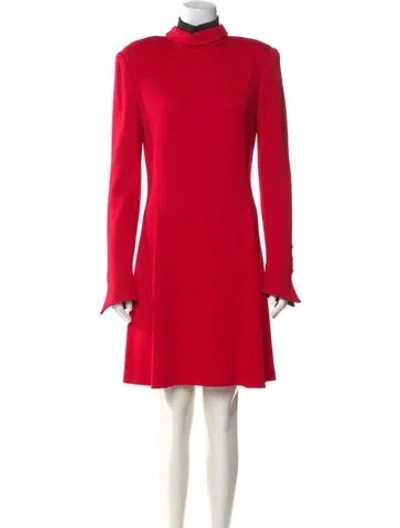 Pre-owned St John Turtleneck Mini Dress In Red