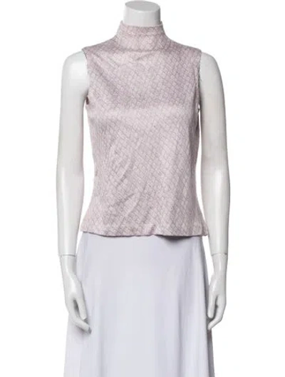 Pre-owned St John Turtleneck Sleeveless Crop Top In Purple