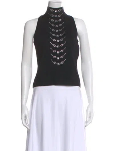 Pre-owned St John Turtleneck Sleeveless Top In Black