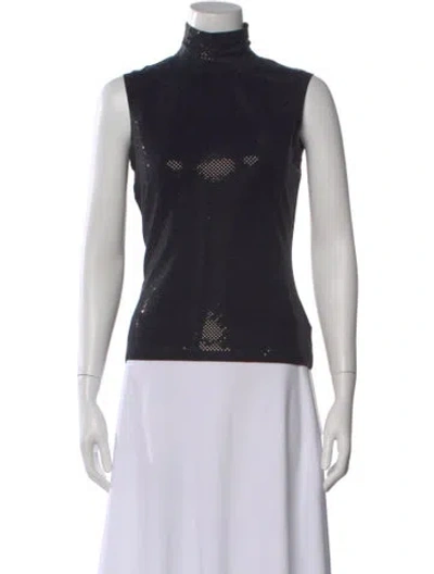Pre-owned St John Turtleneck Sleeveless Top In Black