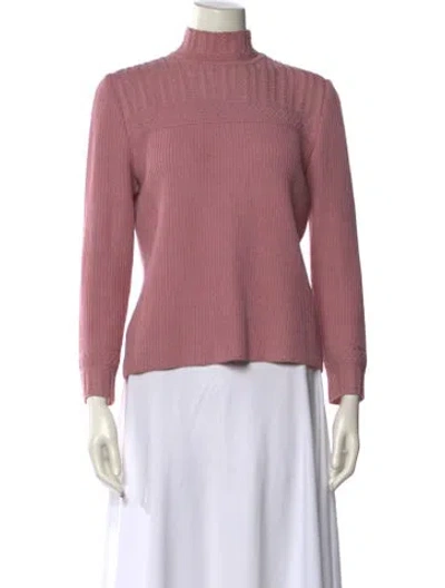 Pre-owned St John Turtleneck Sweater In Pink