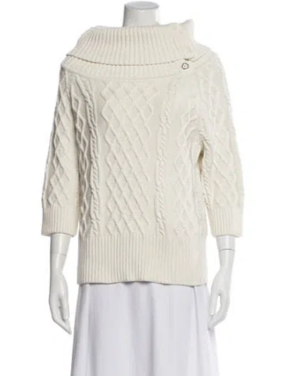 Pre-owned St John Turtleneck Sweater In White
