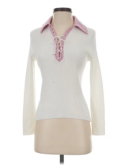 Pre-owned St John Turtleneck Sweater In White