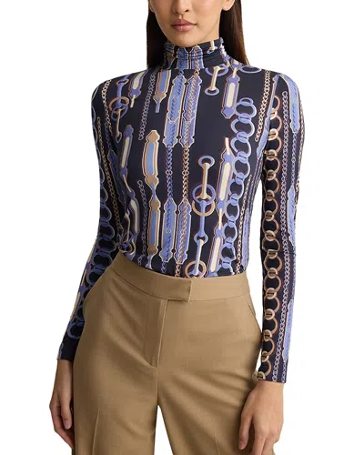 St John Turtleneck Top In Blue