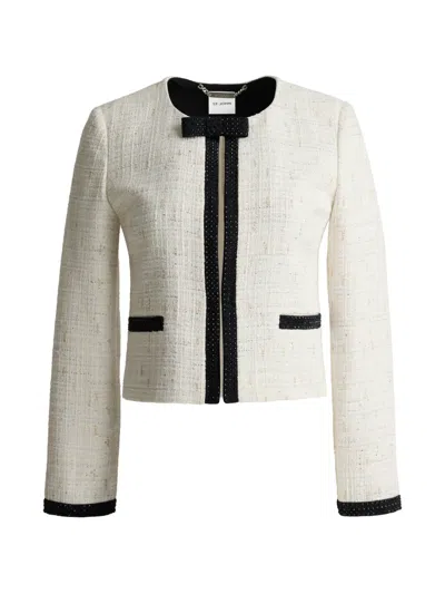 St John Tweed Appliqué Jacket In White