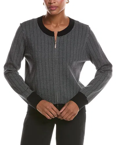 St John St. John Tweed Bomber Jacket In Gray