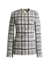 St John Tweed Button Jacket In Gray