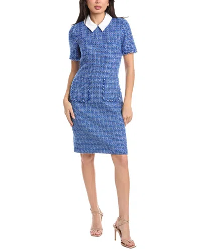 St John St. John Tweed Collared Dress In Blue