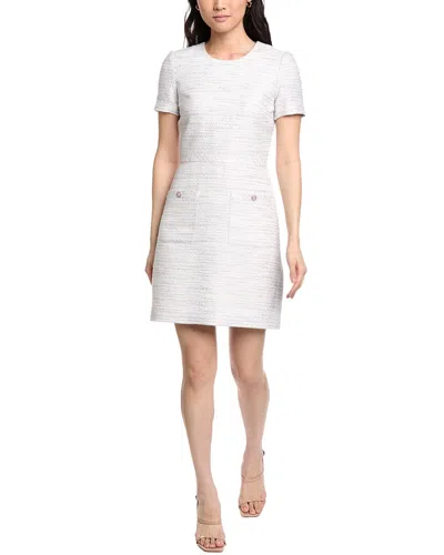 St John St. John Tweed Contrast Waist Sheath Dress In White