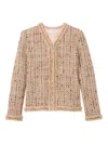 St John St. John Collection Susan Fringe Trim Metallic Tweed Jacket In Neutral