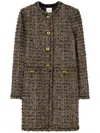 St John Eyelash Tweed Long Jacket In Black