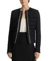 St John Embellished Tweed Jacket In Black