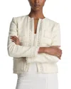 St John St. John Collection Embellished Tweed Jacket In Ecru