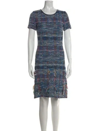 Pre-owned St John Tweed Knee-length Dress In Blue