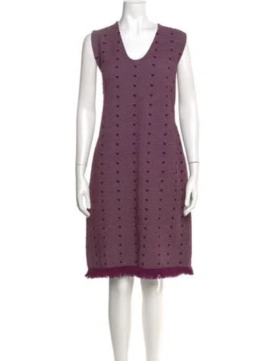 Pre-owned St John Tweed Knee-length Dress In Purple