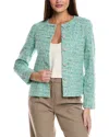 St John St. John Tweed Knit Jacket In Green