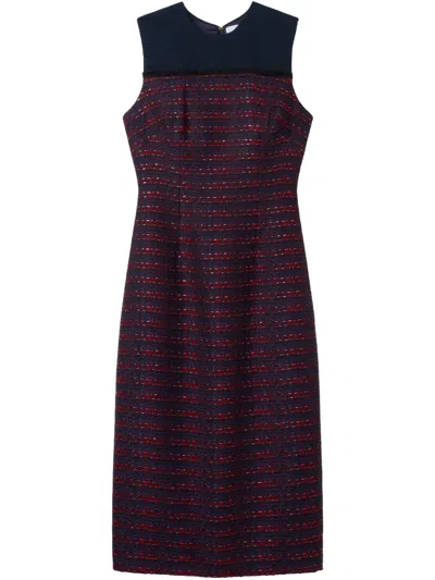 St John Tweed Midi Dress In Blue
