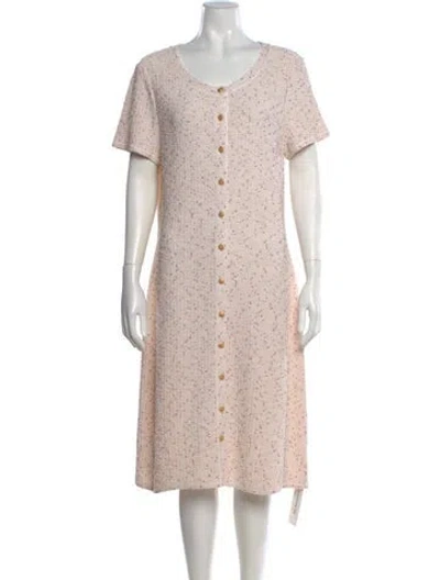 Pre-owned St John Tweed Midi Length Dress In Neutral