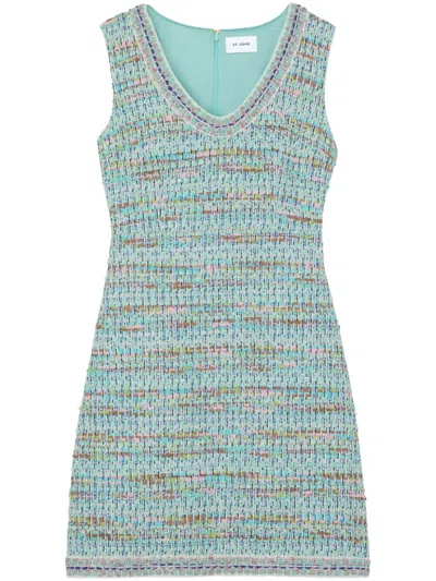 St John St. John Tweed Knit Mini Dress In Blue