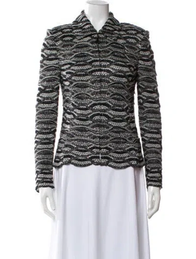 Pre-owned St John Tweed Pattern Blazer In Black