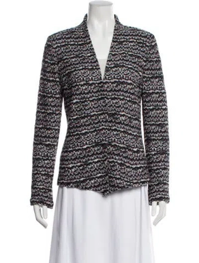 Pre-owned St John Tweed Pattern Blazer In Black