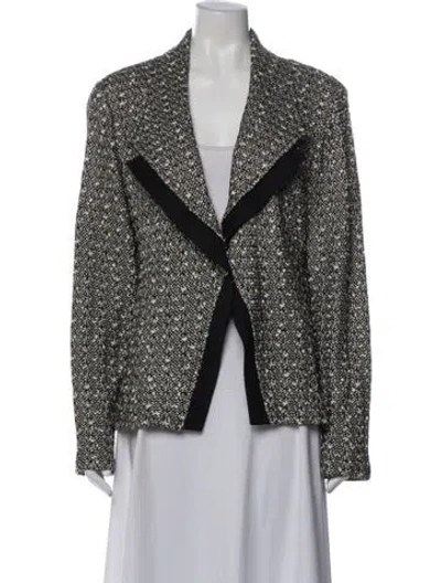 Pre-owned St John Tweed Pattern Blazer In Black