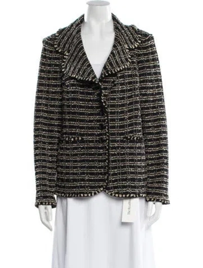 Pre-owned St John Tweed Pattern Blazer In Black