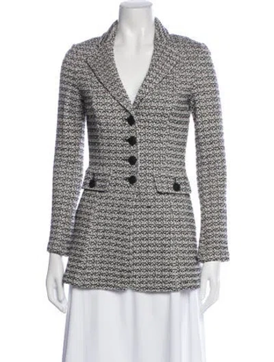 Pre-owned St John Tweed Pattern Blazer In Black