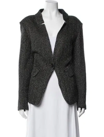 Pre-owned St John Tweed Pattern Blazer In Black