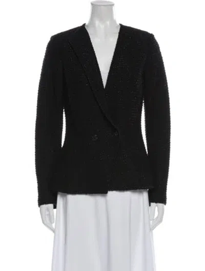 Pre-owned St John Tweed Pattern Blazer In Black