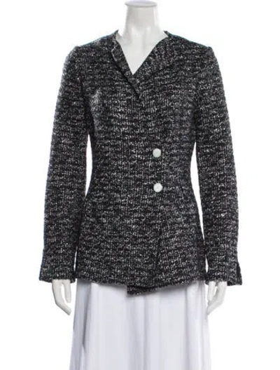 Pre-owned St John Tweed Pattern Blazer In Black