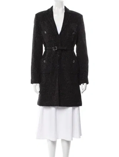 Pre-owned St John Tweed Pattern Blazer In Black