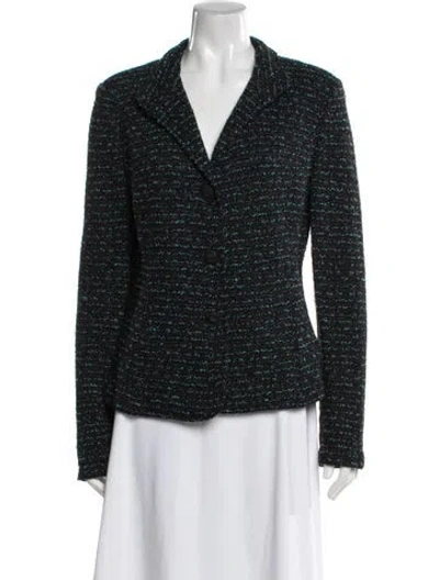 Pre-owned St John Tweed Pattern Blazer In Black