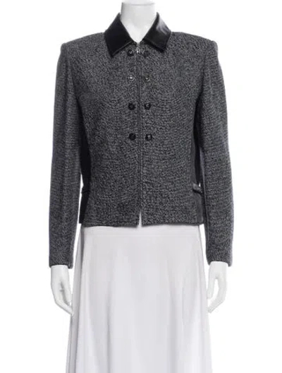 Pre-owned St John Tweed Pattern Blazer In Black
