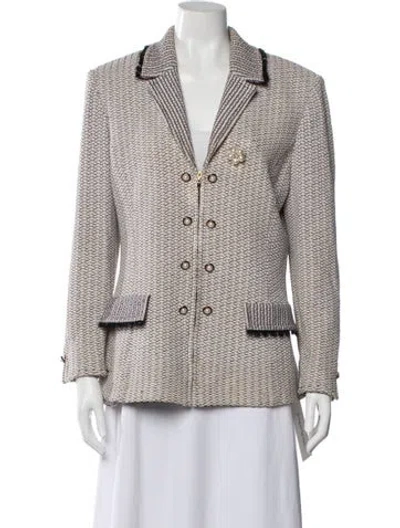 Pre-owned St John Tweed Pattern Blazer In Black